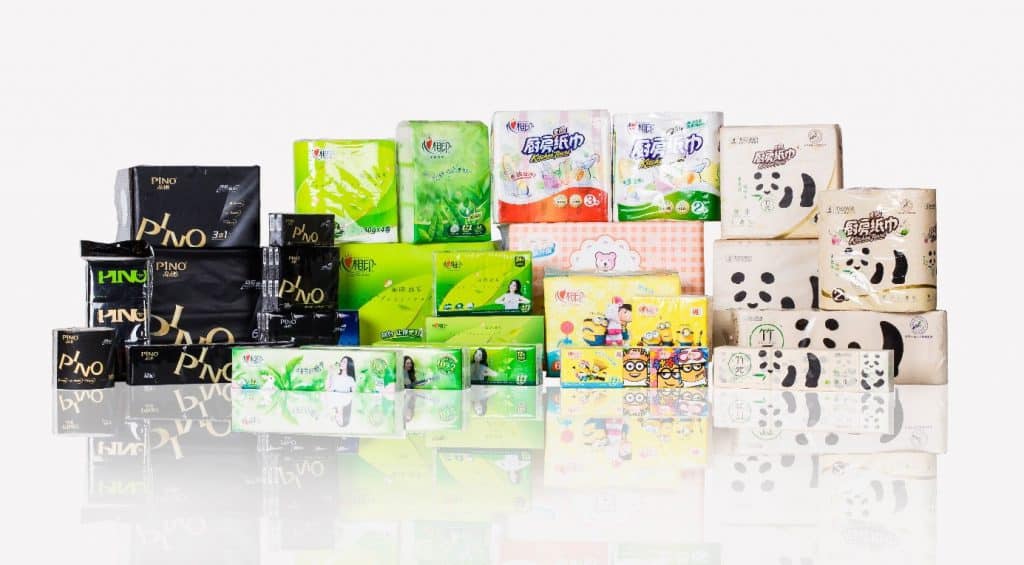 Typische Produkte und Marken von Hengan International aus dem „Tissue Paper“ Segment, Quelle: Hengan International webpage