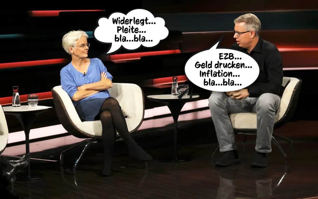 Frank Thelen und die Journalistin Ulrike Herrmann bei Markus Lanz im ZDF